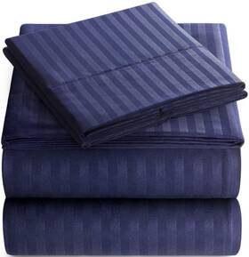 Elaine Karen 600518804253 Queen Sheet Set 4pc Striped Soft Cooling Deep Pocket Microfiber Bedding Sheets