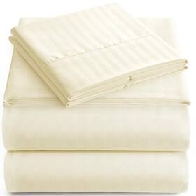 Cominhkg060834 Elaine Karen Queen Italian Prestige Collection Striped Bed Sheet Set 1800 Luxury Soft