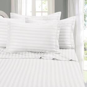 00rw-stripe-6pc-king-white Elegant Comfort Best Softest Coziest 6-piece Sheet Sets - 1500 Premier Hotel