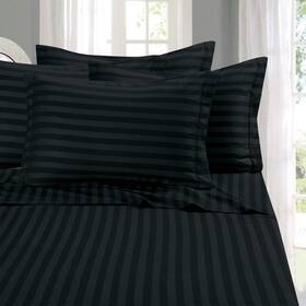 00rw-stripe-6pc-queen-black Elegant Comfort Best Softest Coziest 6-piece Sheet Sets - Queen Black