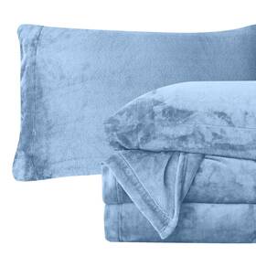 0ec-4pc-velour-king-denim Elegant Comfort Luxuriously Soft 4-piece Velvet Plush King Denim Blue