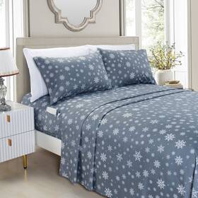 20rw-hss-king-snowflake-gray Elegant Comfort Luxury Soft Bed Sheets Holiday Pattern King Snowflake Gray