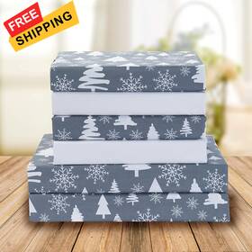 25ec-6pc-full-christmas Elegant Comfort Holiday Printed 6-piece Sheet Set 1500 Full Christmas Tree