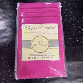 Elegant Comfort 755899146680 Luxury Ultra Soft 2pcs Pillowcase 1500 Thread Ct King Size Pink