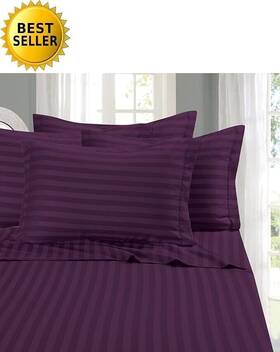 Elegant Comfort 755899159185 Luxury 6-piece Bed Sheet Set Purple Stripe 1500 Thread Elegant Comfort 755899159185 Luxury 6-piece Bed Sheet Set Purple Stripe 1500 Thread