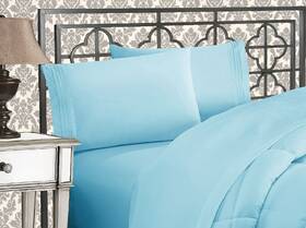 81rw-3line-q-aqua Elegant Comfort Luxurious 1500 Premium Hotel Quality Microfiber Three Line Em