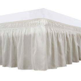 Eld-1abs-sl-25 Elegant Decor 100% Egyptian Cotton Bed Skirt - 9 Inch Drop Wrap Around Ivory