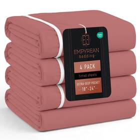 B0gsbwlgns Empyrean Bedding 4 Pack Pink Clay Extra Deep Pocket Fitted Sheet Full