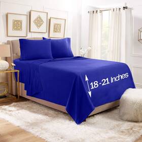 Eb-sht-epc21-t-rylblu Empyrean Bedding Extra Deep Pocket Fitted Sheet - 110 Gsm Set Of 4 Bed Eb-sht-epc21-t-rylblu Empyrean Bedding Extra Deep Pocket Fitted Sheet - 110 Gsm Set Of 4 Bed