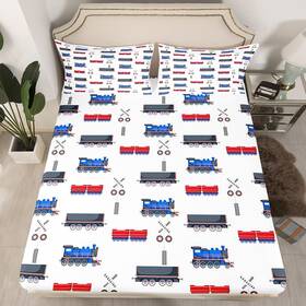 Jcxs8415clwttwin Erosebridal Cartoon Train Bedding Sets Red Blue Fitted Sheet For Boys