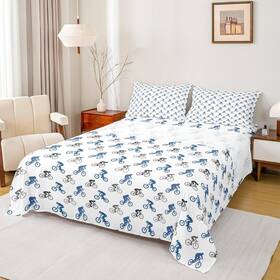 Oyls00593clbhwjqueen Erosebridal Boys Blue Black Sheet Set Queen Size Mountain Bike Bedding Sports Bicycle