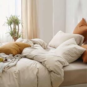 Cs33 Etdiffe Beige Comforter Set Queen Size 3 Piece Aesthetic Modern Bedding