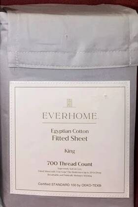 Everhome 444800762742 Egyptian Cotton Extra Deep King Fitted 700 Tc Gray