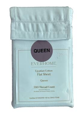 Everhome 444800763015 700 Tc 100% Egyptian Cotton Queen 1 Flat Sheet Inch Bright White Nwt