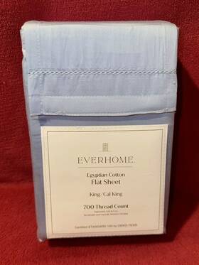 Everhome 444800763312 Egyptian Cotton King Flat Sheet Skyway Blue