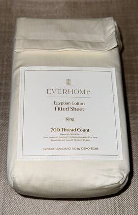 Everhome 444800763411 Egyptian Cotton 700 Tc Ivory King Deep Fitted Sheet