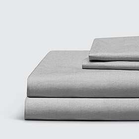 Everspread 810360033194 4 Piece Sheet Set. Soft Washed Percale. Natural Long Staple Cotton