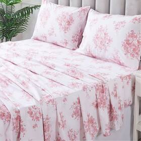 Zlb245-qinxiangyuan-as4-fba Fadfay King Size Sheets 100% Cotton Pink Rose Floral Bed Sheet Set Coquette C