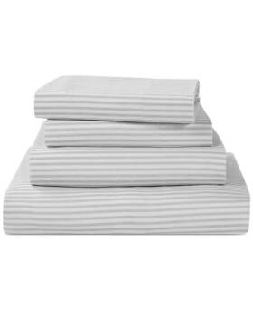 Fairfield Square 734737733176 Macy S Microfiber Easy Care Printed 4 Piece Sheet Set Full Gray Stripe 64 Msrp