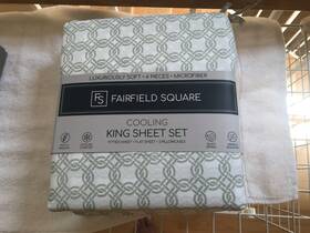 Fairfield Square 734737733565 Polyester King Sheet Set Green And White New