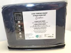 Fairfield Square Collection 191790063389 Brookline 1400 Tc 6 Pc. King Sheet Set Navy Fairfield Square Collection 191790063389 Brookline 1400 Tc 6 Pc. King Sheet Set Navy
