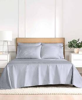 Fairfield Square Collection 191790064089 Sky Blue Stripe Brookline Sheet Set California King