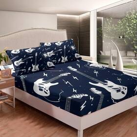 Clsx9743zsj Feelyou Teens Bedding Set For Girls Boys Guitar Fitted Sheet Decorative Rock Music Th