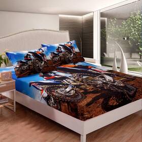 Sx6947clwx-twin Feelyou Motorbike Fitted Sheet Dirt Bike Bed Sports Motorcycle Bedding For Kids