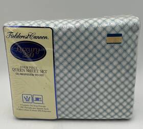 Fieldcrest 043306165547 Cannon Luxury 250 Queen Sheet Set 4-piece No Iron Percale Blue New