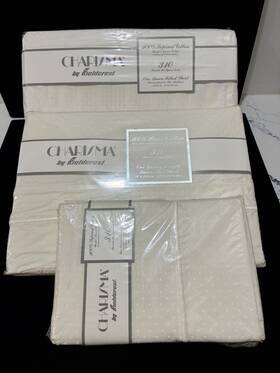Fieldcrest 044052607282 Charisma By Vintage Set 100% Supima Cotton 310tc Flat Fitted And Std/q