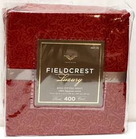 Fieldcrest 490600727825 Luxury King Fitted Sheet 100% Egyptian Cotton 400 Thread Count Red