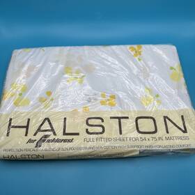 82100 Fieldcrest Vintage 1970s 70s Full Fitted Sheet Halstons Flower New