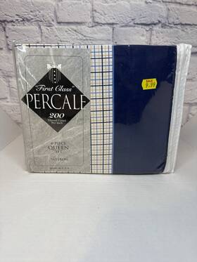 First Class 091992502030 Vintage Percale 200 Thread Count 4 Piece Queen Sheet Set Made In Usa