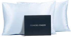 Hb-02-pc1-825-blu-k-2pack Fishers Finery 25mm Pure Mulberry Silk Pillowcase Lt Blue King 2 Pack Set