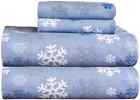 Flannel-ckg-snow-flakes Pointehaven Cotton Sheet Set New Heavy Weight Printed Flannel Bedding Imported Fitted Soft 875108005413