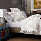 Printed100 Flannel Duvet Pinzon Snowflake Cover 160gram Cotton Winter Queen Gray