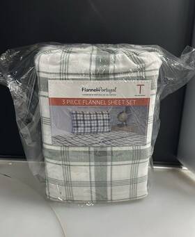 Flannel For Portugal 810047765332 From 3 Piece Twin Size Sheet Set Color Green Plaid