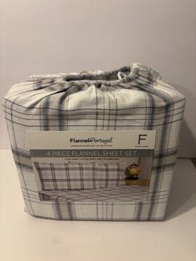 Flannel Of Portugal 810047766490 Sheet Full 4 Piece Set White Line New With Tags Flannel Of Portugal 810047766490 Sheet Full 4 Piece Set White Line New With Tags