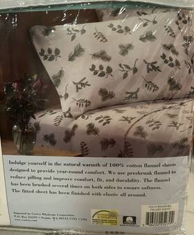 1676102 Flannel Portugal Cal-king 4 Piece Sheet Set 100% Cotton Christmas/pointsettianew