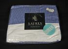 Flat Nwt Blue Queen Striped Lauren Socialite Ralph 100 White Sheet Cotton