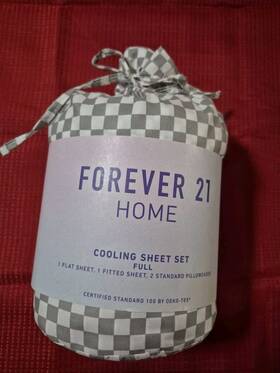 S416 Forever 21 Home 008889304516 Full Size Cooling Sheet Set Gray Checkered