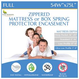 Fseme-full-6in Four Seasons Essentials Full Size Mattress Or Box Spring Encasement 5 Inch To 8 Depth - White