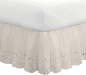 Fre30014ivor02 Fresh Ideas Eyelet Bed Skirt Dust Ruffle Embroidered Details Full Ivory