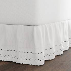 Fre30014whit03 Fresh Ideas Eyelet Bed Skirt Ruffled Design 14 Inch Drop Queen White Fre30014whit03 Fresh Ideas Eyelet Bed Skirt Ruffled Design 14 Inch Drop Queen White