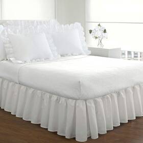 Fre30118whit03 Fresh Ideas Bedding Ruffled Bedskirt Classic 18 Inch Drop Length Queen White