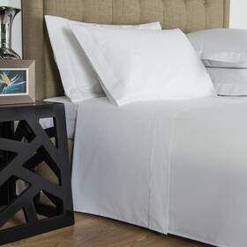 Frette 050844721472 One Bourdon Cal King 4 Piece Sheet Set Percale White/white Open Package