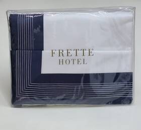F07093e2488270ibl55 Frette Porto King Fitted Sheet Set White/navy Cotton Sateen