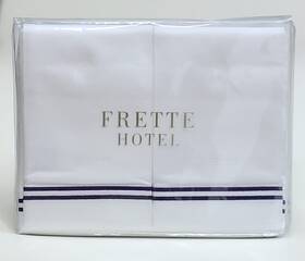 Fa7017e2443290cbl00 Frette Hotel Bianco Bourdon Cal King Sheet Set White/blue Percale Made In Italy
