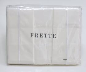 Ibe23 Frette One Bourdon King Sheet Set Ivory/ivory 100% Cotton Percale