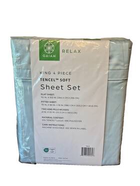 Gaiam 840380904327 Relax Tencel Soft King 4 Piece Sheet Set Nib